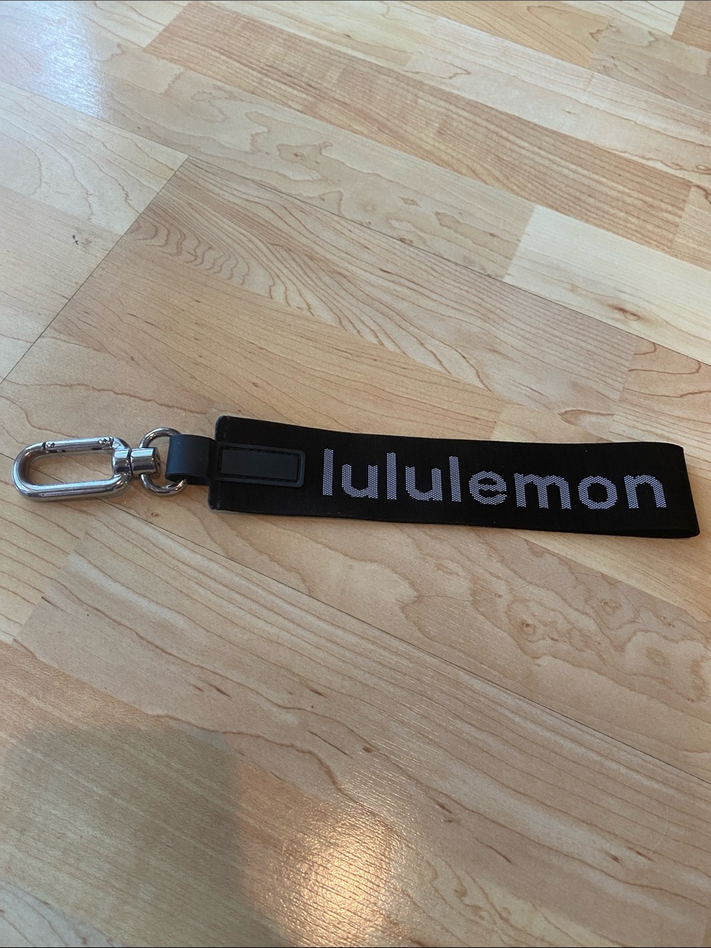 Lululemon Black Key Holder Wrist Strap with Silver Hardware